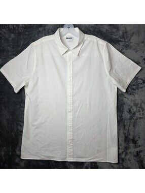 Brady By Tom Brady Mens White Short Sleeve Button Up Sz Large